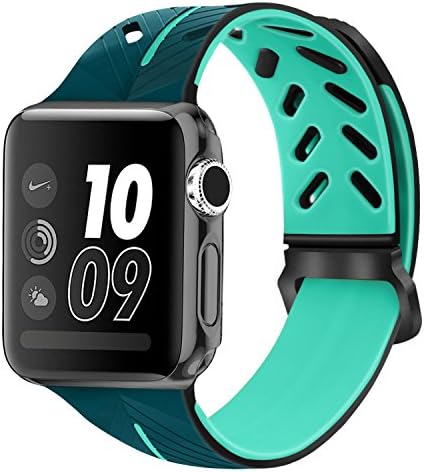 Tupoer Apple Watch Band 42mm, Sport Soft Silicone Replacement Band for iwatch Series 3, Series 2, Series 1, Sport, Edition,M/L Size (Green &amp; Mint)