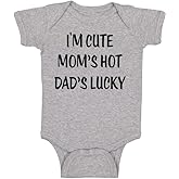 Crazy Bros Tees I'm Cute, Mom's Hot, Dad's Lucky Baby Bodysuit Adorable Unisex Romper Boy Newborn Clothes