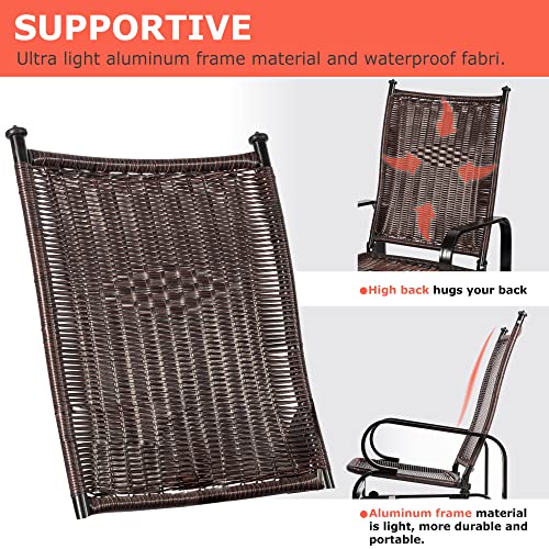PatioPost Wicker Outdoor Glider Chair Porch Glider Patio Swing Rocking