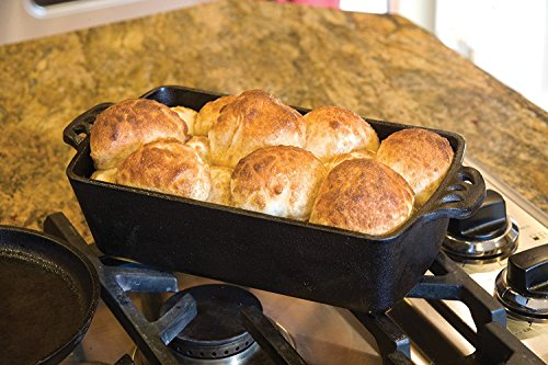 Click Here to See More Images New Kitchen Black Camp Cabin Cast Iron Bread Meat Loaf Pan with Scraper Combo