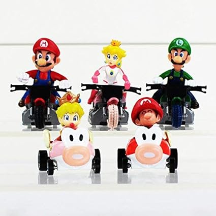 HT TOYS Super Mario Kart Pull Back Car 5 Styles Kart Action Figures Toys 5pcs /Set