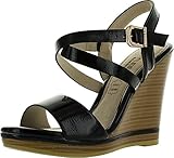 Kayleen DAYLA-3 Women's Patent Criss Cross Strappy High Heel Wedge Sandals