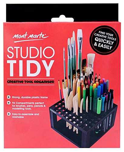 Mont Marte 96 Hole Plastic Pencil & Brush Holder for Paint Brushes, Pencils, Markers, Pens and Modeling Tools. Provides Excellent Art Studio Organization.
