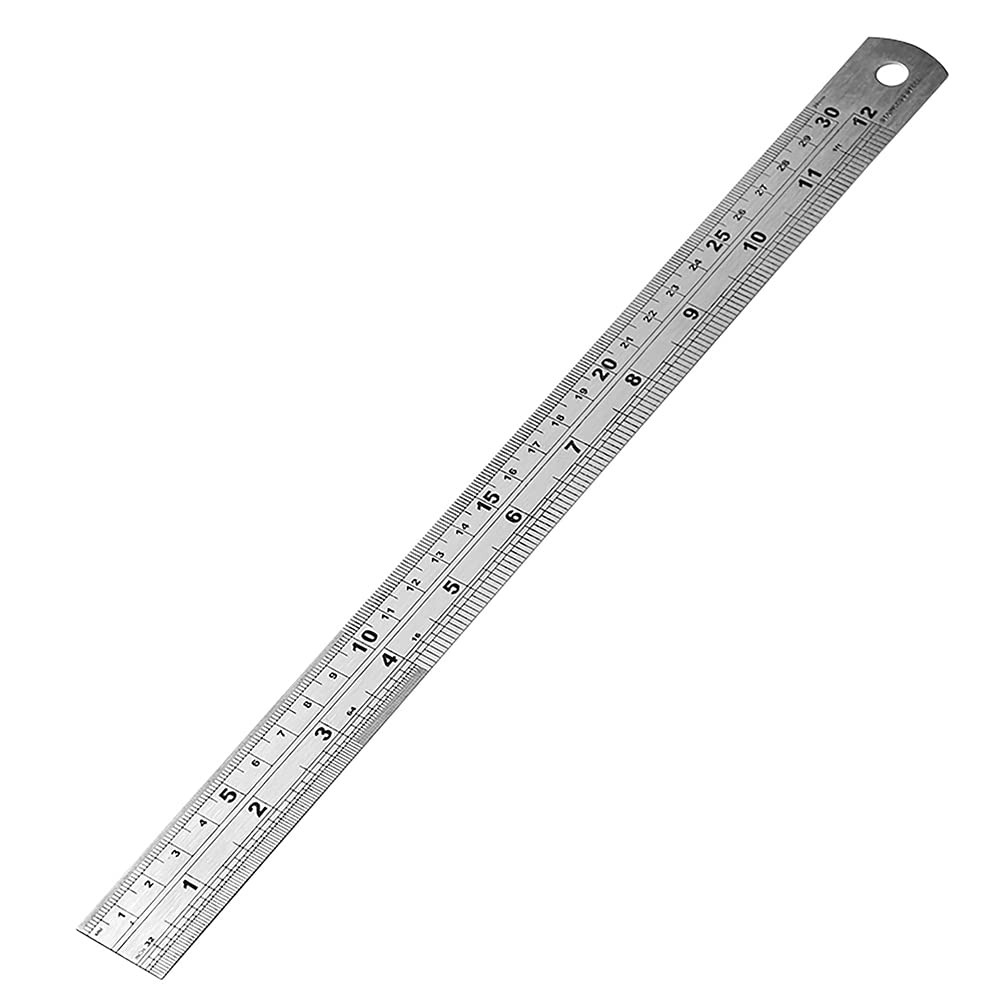 Dekton 300MM Stainless Steel Ruler - Durable Ruler with Imperial and Metric Markings, Perfect for Precision Measurement, Features Hanging Hole for Convenient Storage
