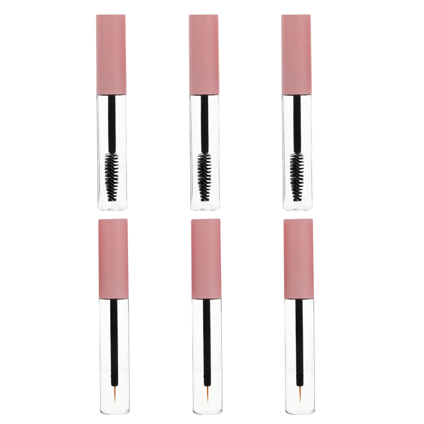 FOMIYES 6pcs 5ML Empty Mascara Tube Eyeliner Lip Gloss Tubes Black Eyelash Cream Container Bottle for Castor Oil DIY Cosmetics, Pink, 10.5x1.5cm