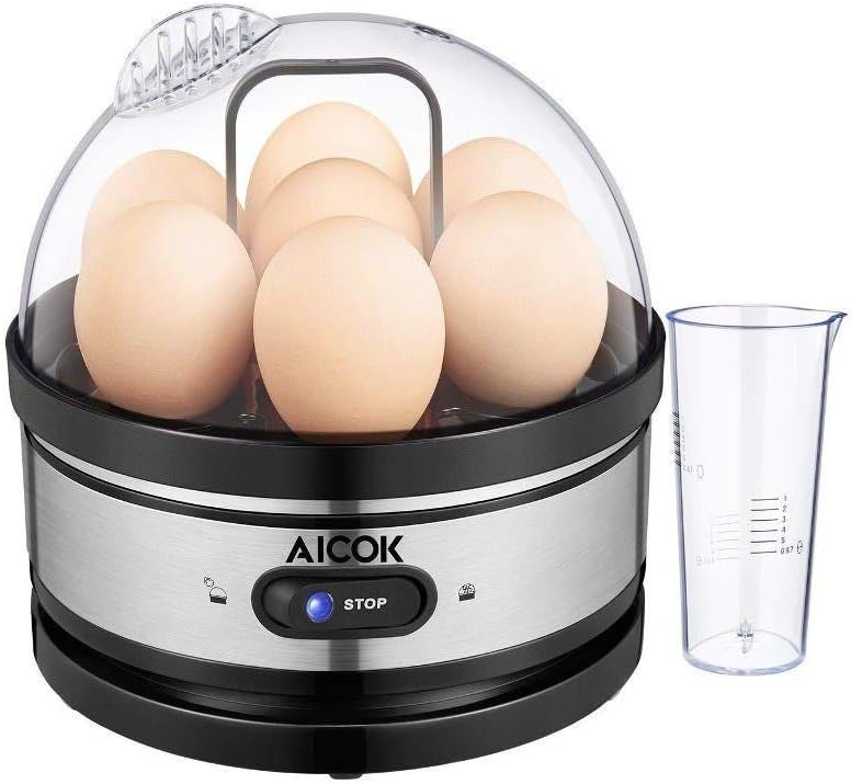 Aicok Egg Cooker, Egg Boiler, Electric Egg Maker with Steamer & Poacher Attachment