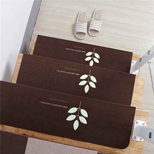 15 Set of Stair Treads Mats 20x70cm Anti-slip Rugs Night Light Luminous Pads Step Carpet Non Slip Adhesive Rug / Mat for Stair Tread (15 pcs, Brown)