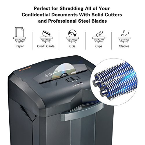 Bonsaii EverShred C149-C 18-Sheet Heavy Duty Cross-Cut Paper/CD/Credit Card Shredder with 6 Gallon Pullout Basket and 4 Casters, 60 Minutes Running Time, Black - bonsaii