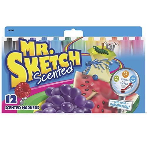 Mr. Sketch Scented Markers, Chisel Tip, Assorted Colors, 12 Count
