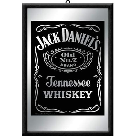 Jack Daniels Whiskey Label Logo black Nostalgie Barspiegel Spiegel Bar Mirror 22 x 32 cm