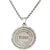 Shofars From Afar Hebrew & English Yeshua Silver Names of God Medallion Necklace - chain included