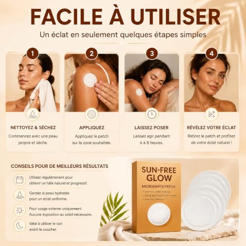 20 Pieces Sun Free Glow Patch Self-Tanning Microdarts, Sun-Free Glow Patches, Natural Sunless Bronzing, Suitable for All Skin Types (2 Boxes)