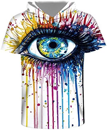 ISTider Hip Hop Hooded Tshirt 3D Paint Big Eye Printing Unisex T Shirt (XXL/3XL, Big Eye)