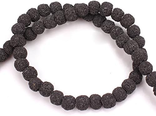 MEIBEADS 11mm 38pcs/strand Black Colour Volcano Lava Rock Loose Natural Round Stone Beads DIY Jewelry Findings