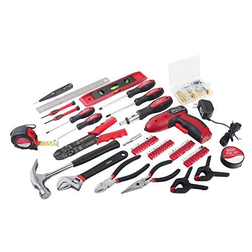 Apollo Tools DT0738 161 Piece Complete Household Tool Kit with 4.8 Volt Cordless Screwdriver and Most Useful Hand Tools and DIY accessories (Renewed)