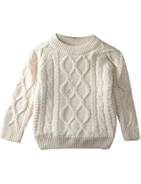 LOSORN ZPY Toddler Baby Boy Girl Cable Knit Pullover Sweater Warm Sweatshirt White 90
