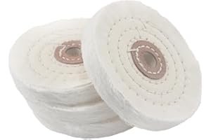 JUNLIXN 4'' Cotton Buffing Wheels, 4 Pcs 1/2'' Arbor Hole Abrasive Buffing Polishing Wheel for Jewelry, Jade, Aluminum. fits Bench Grinder, Die Grinder (White)