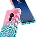 Galaxy S9 Case with Screen Protector (Full Coverage) for Girls Women, NageBee Glitter Liquid Sparkle Bling Floating Waterfall Quicksand Diamond Shockproof Cute Case for Samsung Galaxy S9 -Pink/Aqua