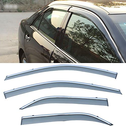 LEOZO4pc Chrome Trim Sun/Rain Guard Vent Shade Window Visors Fit 15-17 Toyota Camry