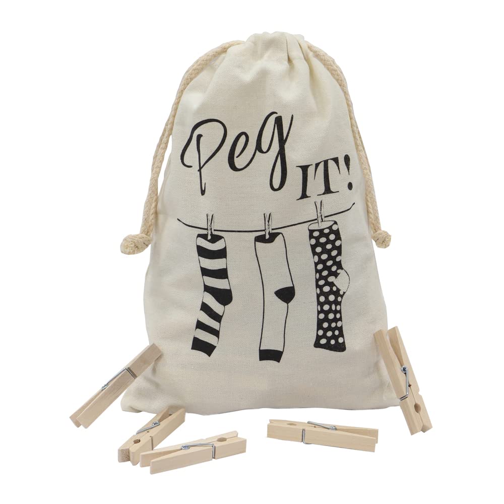JVL Peg It, Peg Bag with Wooden Pegs, Pack of 100 (19-243)