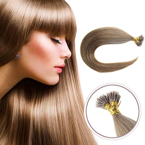 50 Strands Micro Nano Rings Hair Straight Double Drawn Remy Human Hair Extensions (16" 1.0g/s, #12 Light Brown)