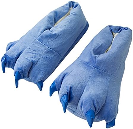 FWQ PLush Slipper Dinosaur Paw Shoes Adult Kids Cartoon Animal Slippers (Children (Age 1-5 ), Blue)