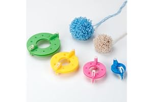 Pom Pom Maker Set 4 Sizes, Yarn Ball Maker Tool for DIY Knitting Crochet, Pom Pom Maker Kit for Home Decoration (Mixed Color)