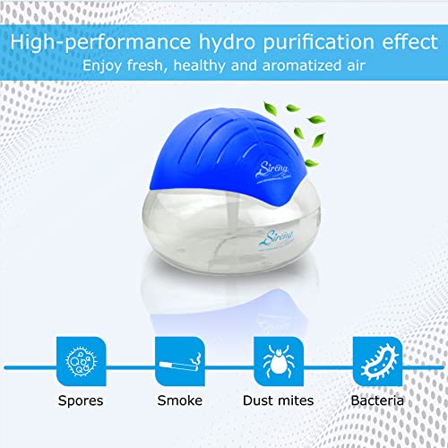 Sirena Twister Air Purifier (Blue) - Water Filter Air Washer For Home and Office - Essential Oil Aroma Diffuser With LED Night light - Small Air Cleaner For Smoke and Pets