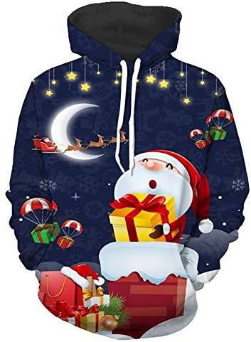 Shensee Me‘s Hoodies Sweatshirt Ugly Christmas 3D Graphic Snowman/Sant Claus Printed Plus Size