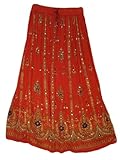 Yoga Trendz Women's Sequined Crinkle Broomstick Gypsy Long Skirt