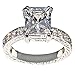 Regal 3.9 Ct Emerald-Shape Milgrain Cubic Zirconia Cz Bridal Engagement Wedding Ring Set (Center Stone is 3 Cts)