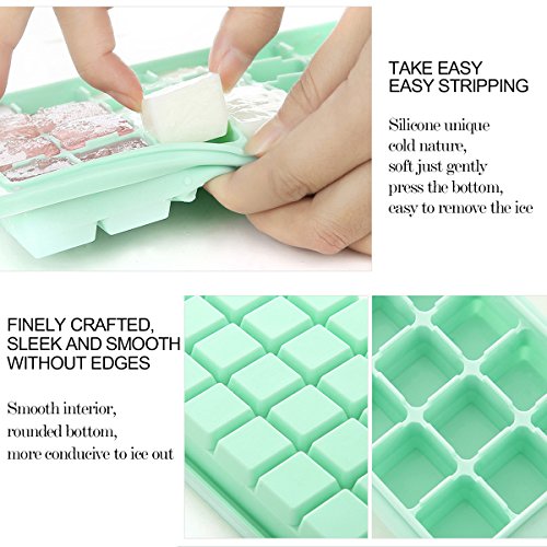 Silicone Ice Cube Tray, Naisidier 2 Pack Ice Cube Molds with Lid Easy Release Summer Ice Cube Maker with 72 Shaped Cubes BPA Free for Whisky Cocktail Fruit Juice Cooling
