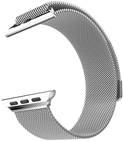 Smartwatch Bands for Apple Watch Series 4/3/2/1, Milanese Loop Band Stainless Steel with Adjustable Magnetic Closure Replacement Sport Bands Compatible with iWatch (Silver,42mm/44mm)