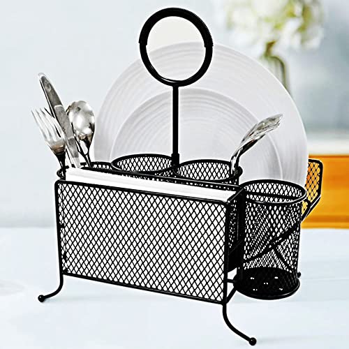 Picnic Plate Napkin Flatware Storage Caddy Organizer Holder, Black Pricepulse