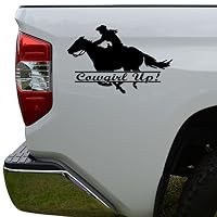 Rosie Decals Cowgirl Up Horse Racing Die Cut Vinyl Decal Sticker For Car Truck Motorcycle Window Bumper Wall Decor Size- [8 inch/20 cm] Wide Color- Gloss White