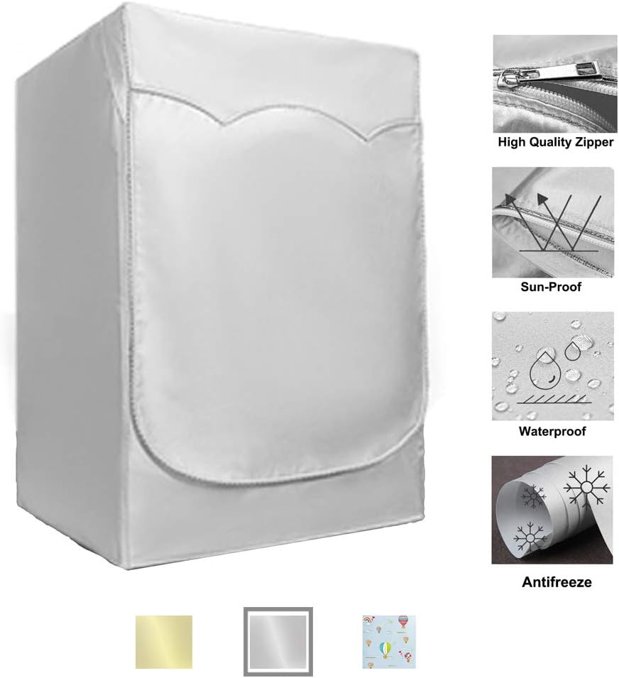 Upgraded Washer/Dryer Cover for Front-loading Machine - Waterproof, Dustproof, Sun-Proof, W27"D33"H39"Suitable for most Washers/Dryers on US and Canadian market (Silver)