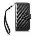 Cellularvilla Wallet Case for BLU Life Play L100A Carbon Fiber Black Pu Leather Wallet Card Flip Open Pocket Case Cover Pouch