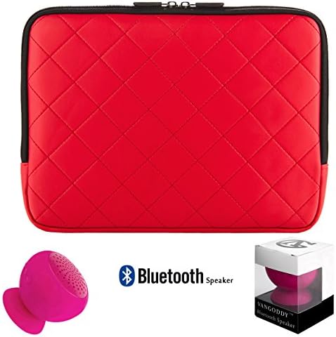 Diamond Quilt PU Leather Carrying Cover For Samsung ATIV Tab / Series 7 / Smart PC Pro 11.6-inch Tablets + Pink Bluetooth Suction Speaker