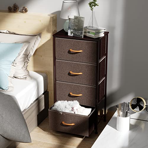 WAYTRIM Vertical Dresser Storage Tower with 4 Drawers, Fabric Organizer