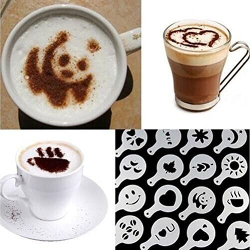 Drhob Hot 16Pcs Coffee Latte Art Stencils Diy Decorating Cake Cappuccino Foamtool Cn (Color White)