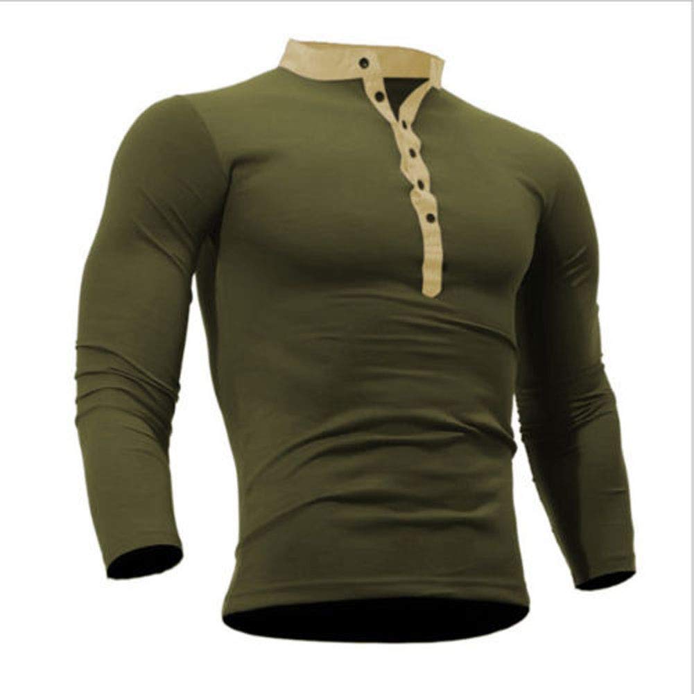 SUNSIOM Mens Casual Slim Fit Basic Henley Long Sleeve T-Shirt Plain Top Tee