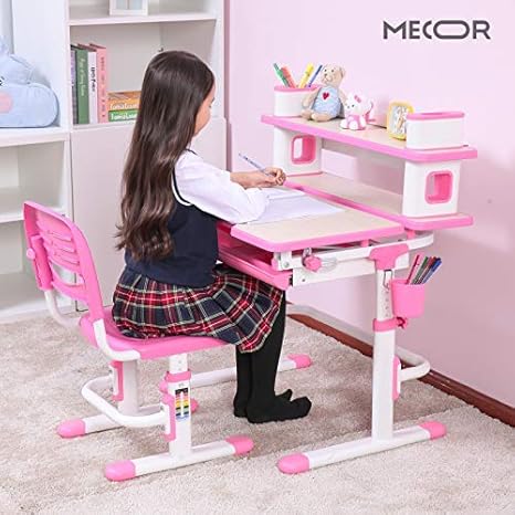 Tables Chairs Kids Desk And Chair Set Height Adjustable Ergonomic Children Sturdy Table With Drawer Storage Childs Study School Desk Interactive Workstation Kids Art Writing Desk Furniture For Girls Boys Home