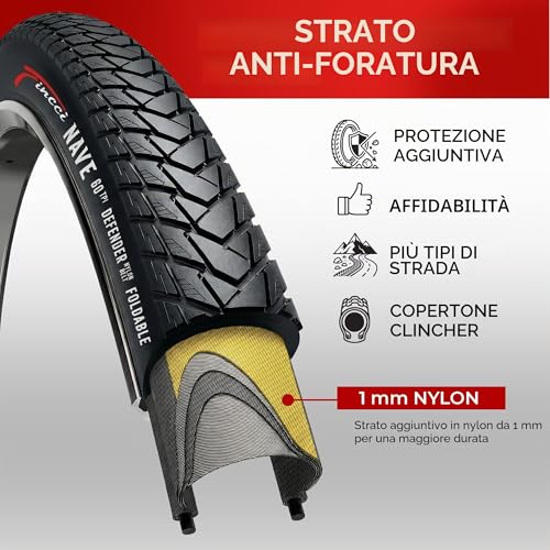 Fincci Gravel Copertoni Bici 700x35c - Set di Pneumatici Pieghevoli 28" con Protezione Antiforatura 1 mm e 2 Camere d'aria 37-622 - Gomme per Montagne & Elettrica Bici, City Bike Uomo & Donna