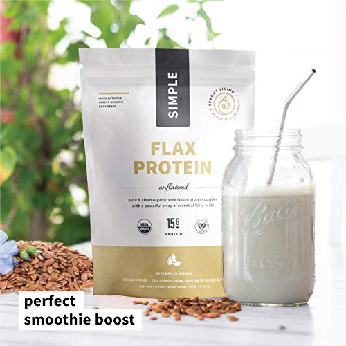 Sprout Living Simple Flax Protein Powder, 15 Grams Organic Plant Based