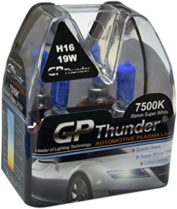 GP Thunder SGP75-H16_19W Super White H16 12V 19W L Shape Halogen Xenon Bulb with Quartz Glass (7500K 2 Bulbs)