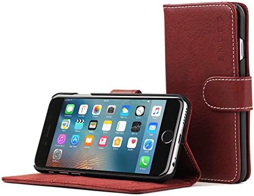 iPhone 6 Plus and 6S Plus Case, Snugg Dusty Cedar Red Leather Flip Case [Card Slots] Executive Apple iPhone 6 Plus and 6S Plus Wallet Case Cover and Stand - Legacy Series
