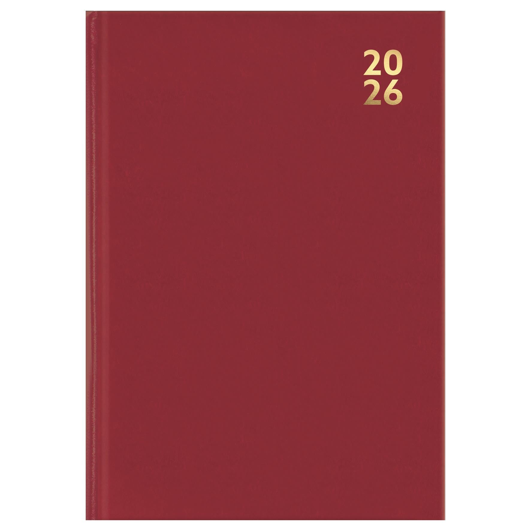 2026 Premium A4 Size Hard Cover Desk Diary Week to View Year Planner, Organizer With Ribbon Marker for Business, Office, Home, (Burgundy)