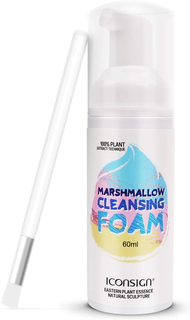 ICONSIGN Eyelash Extension Cleanser Lash Shampoo 60ML and Brush Mascara Remover Eyelid Cleanser Lash Foaming Wash Cleaner To Remove Makeup Residue Mascara Perfect For Salon Use And Home Care