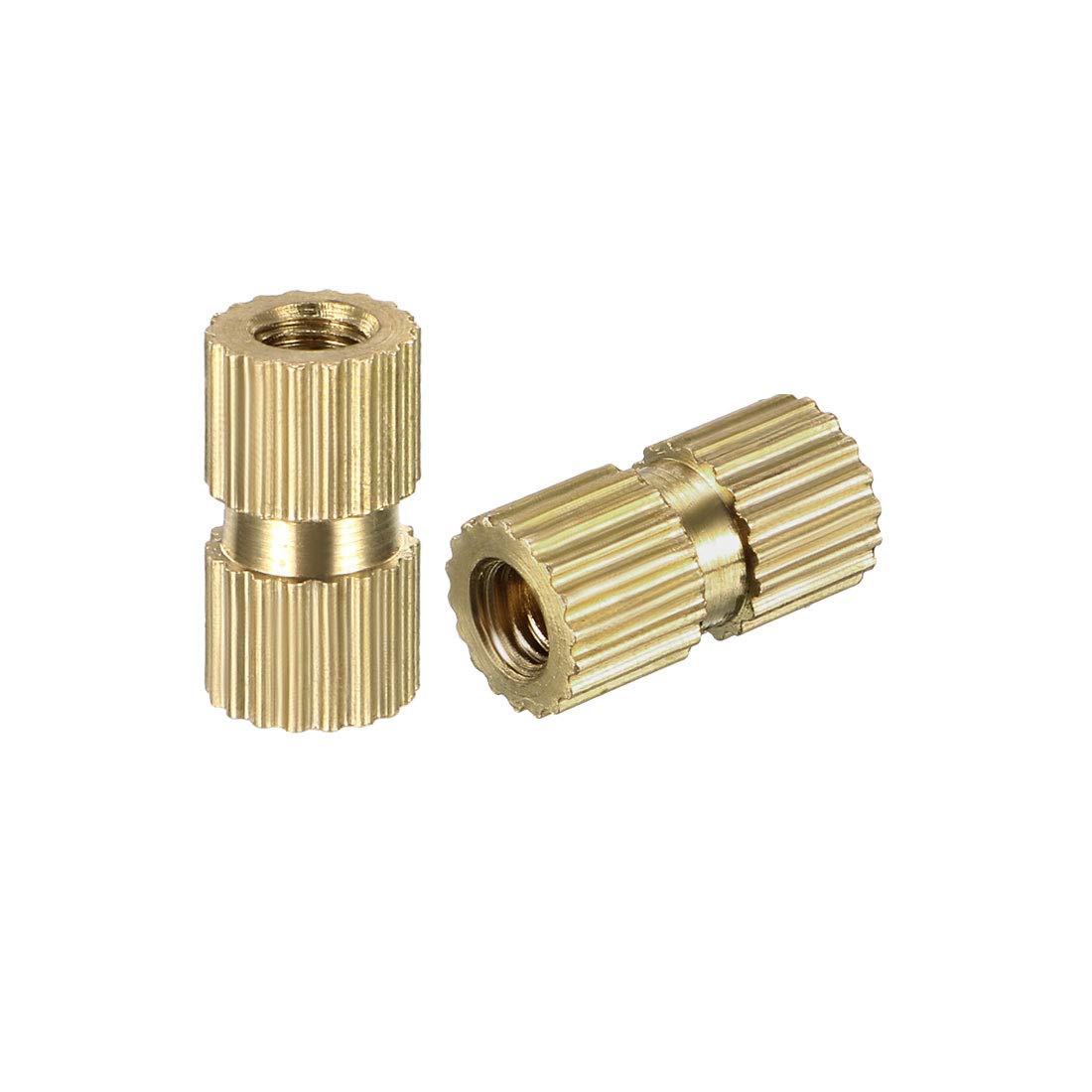 sourcing map Knurled Insert Nuts - 100Pcs M3 x 10mm Length x 5mm OD Female Thread Brass Threaded Insert Embedment Nut for 3D Printer