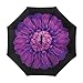 Ylovetoys Double Layer Inverted Umbrella with C-Shaped Handle, Windproof Car Open Folding Reverse Umbrella UV Protection Large Upside Down Straight Umbrella for Car Rain Outdoor (Purple Flower)